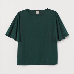 H&M+ Emerald Green Butterfly Sleeve Top